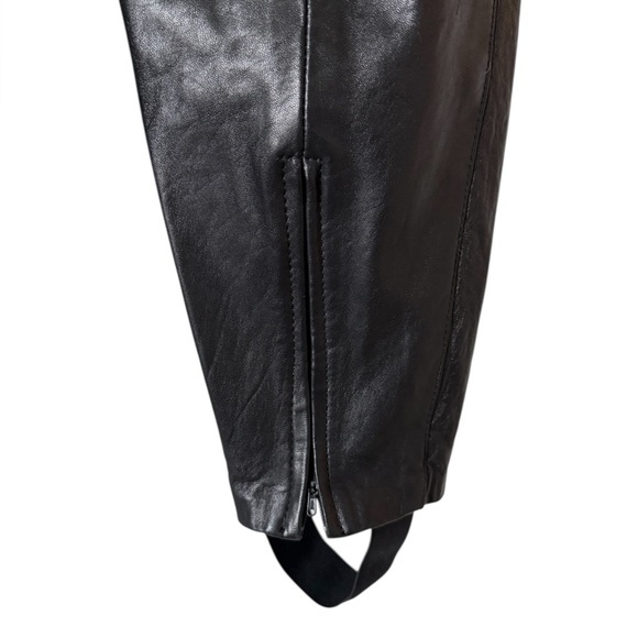 Vintage Cedars Black Leather Stirrup Pants Ankle Zip‎ High Waist Size 10 - Picture 13 of 16